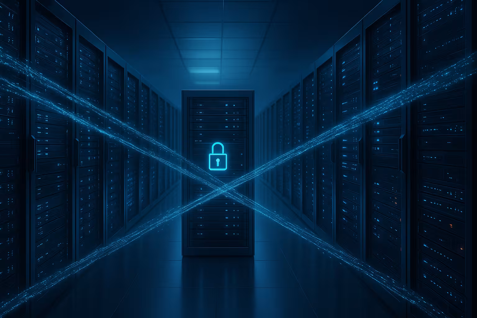 Sala de servidores con arquitectura de confianza cero y red digital