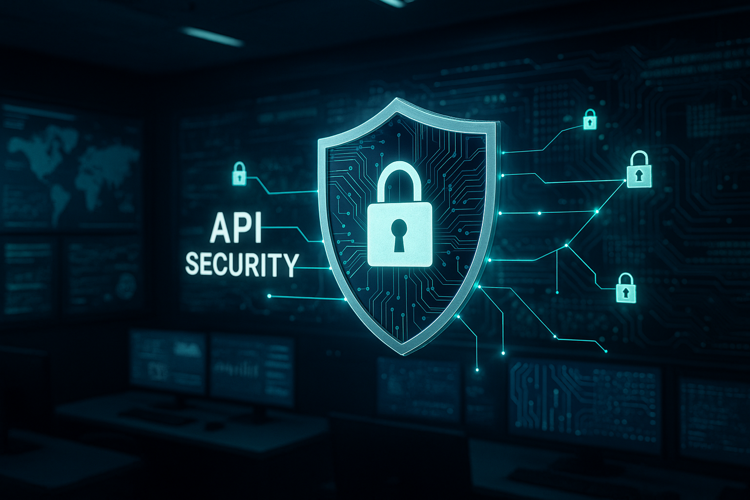 Lo scudo protettivo digitale con le connessioni di rete simboleggia la limitazione del tasso API Sicurezza nell'hosting