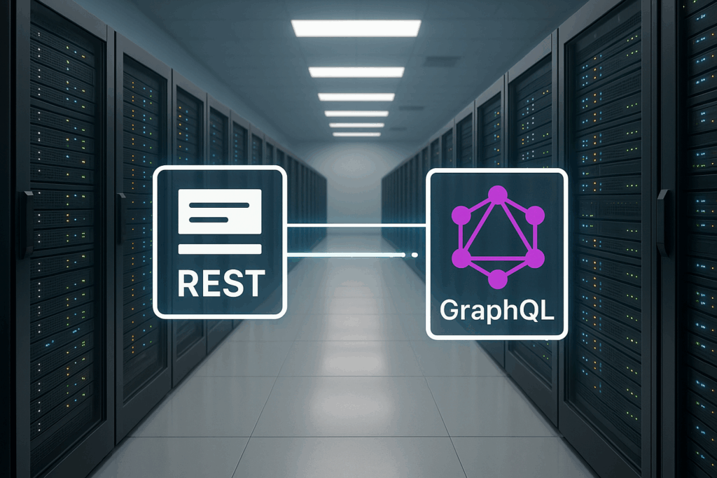 API-First Hosting: Moderne Server mit API-Schnittstellen in einem Rechenzentrum
