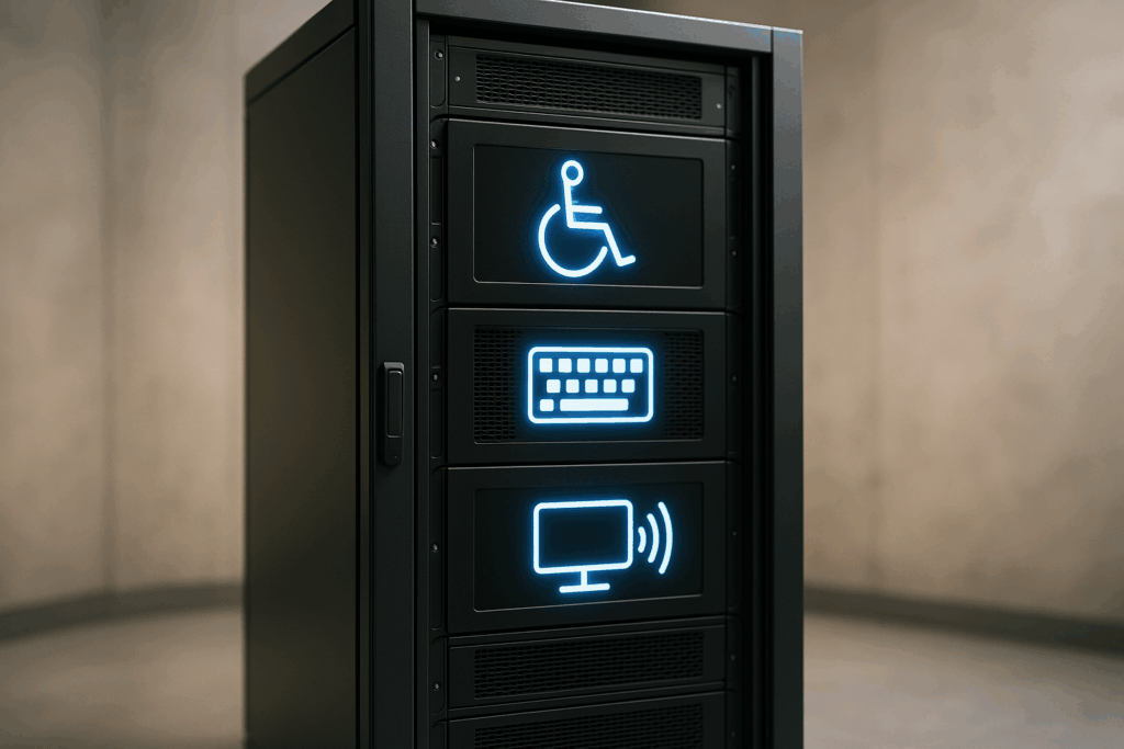 Modernes Serverrack für Web Accessibility Hosting