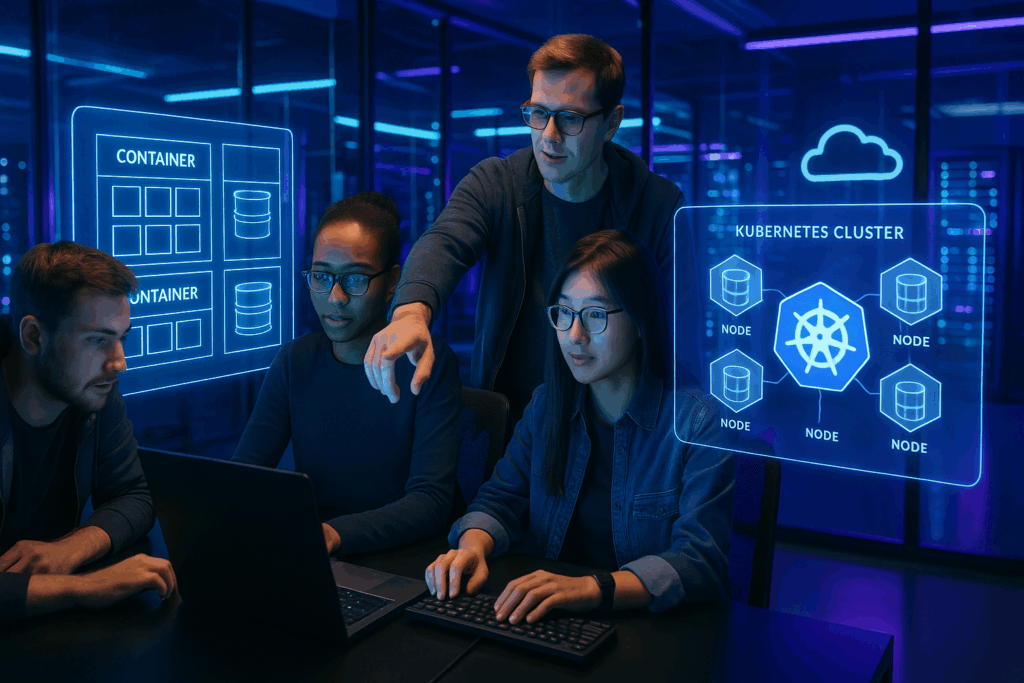 Moderný vývojový tím pracuje s kontajnerovým hostingom a vizualizáciami Kubernetes na najmodernejších pracovných staniciach