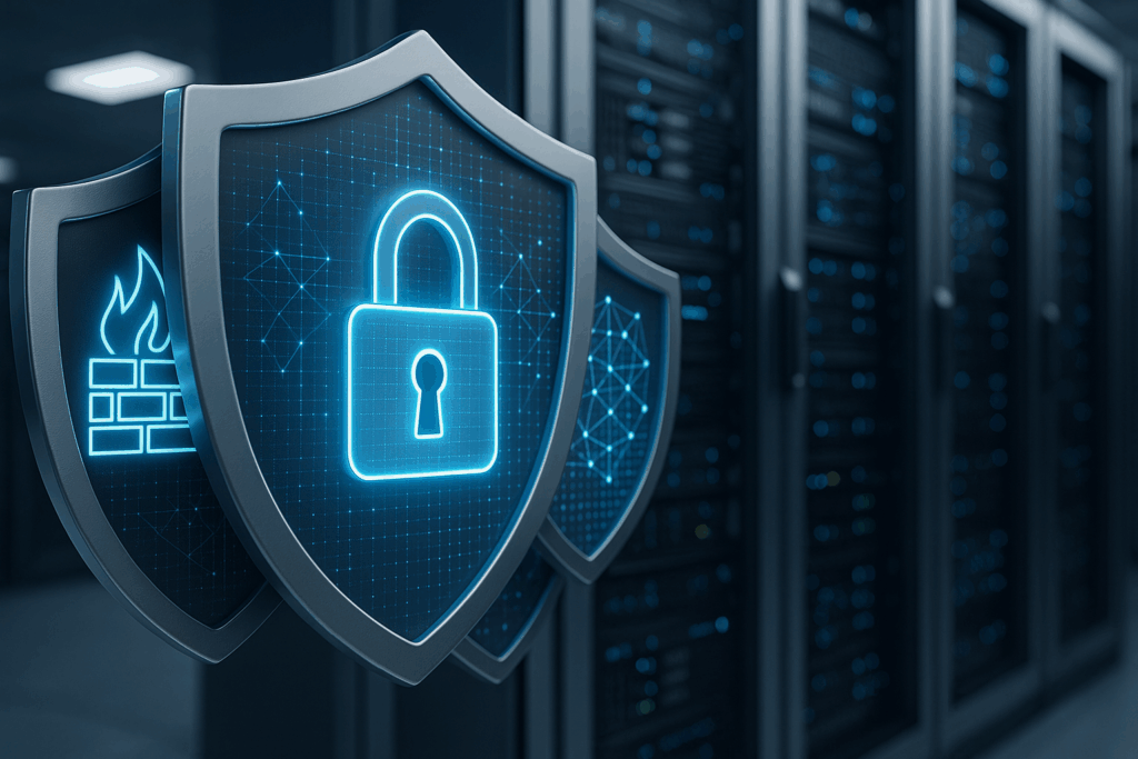 Mehrschichtige Sicherheitsebenen mit Digital-Shields und Schutzlayer für Defense in Depth im Webhosting