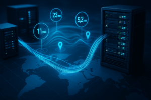 Infrastructură de centru de date de ultimă generație, cu conexiuni de rețea rapide și măsurători ale latenței