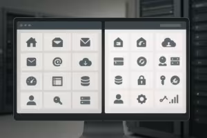 View of cPanel and DirectAdmin interfaces on a modern server