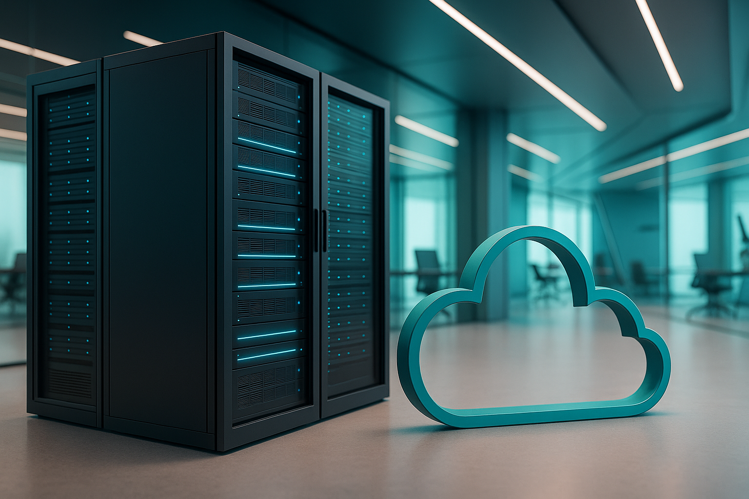 Icona del data center moderno e del cloud per il confronto dell'hosting