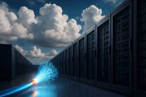 最新のサーバーとデータネットワークを備えたハイブリッドクラウドインフラストラクチャ