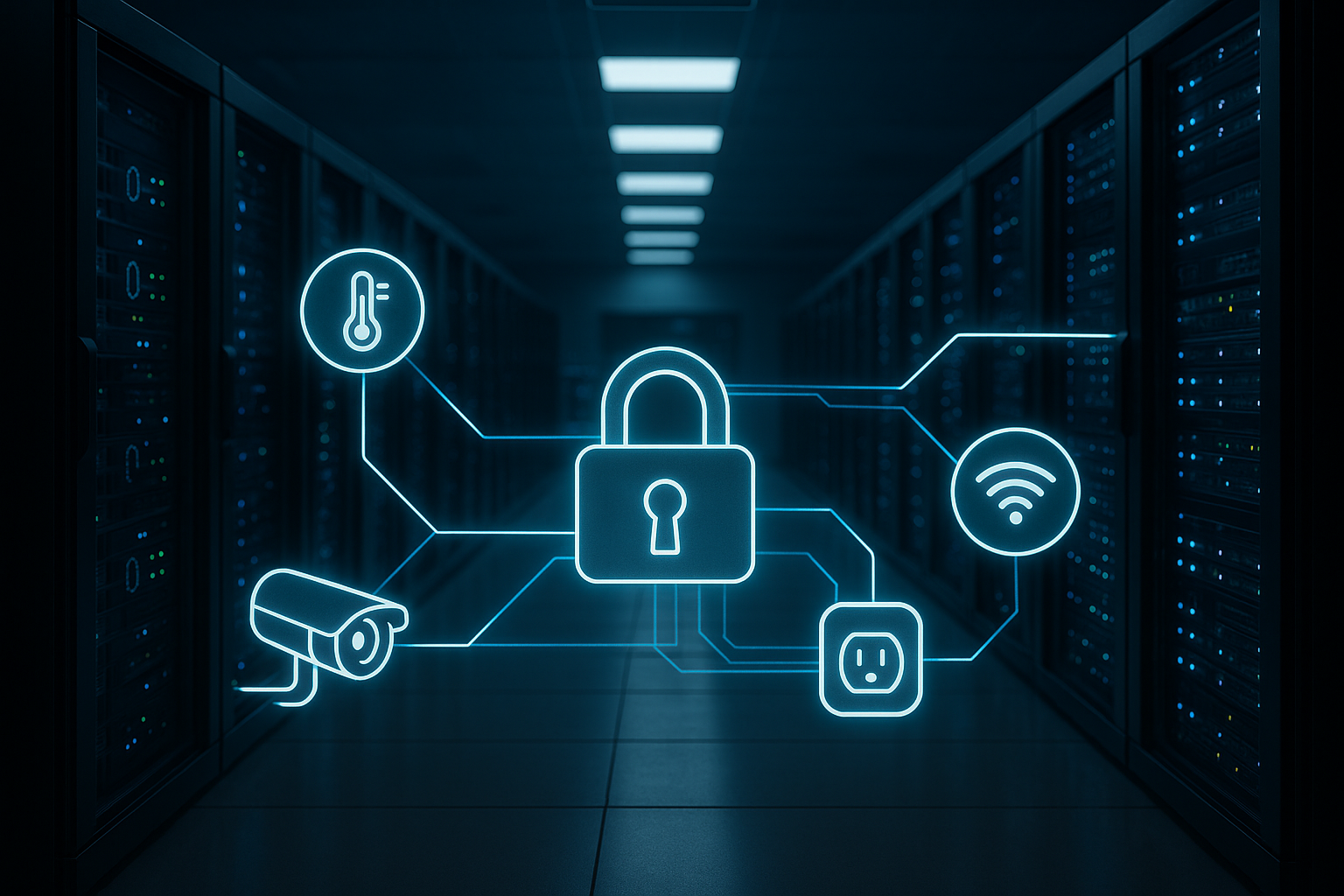 Datacenter mit IoT-Servern und sicherer Netzwerkinfrastruktur