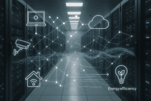 Data center with IoT connections and modern infrastructure