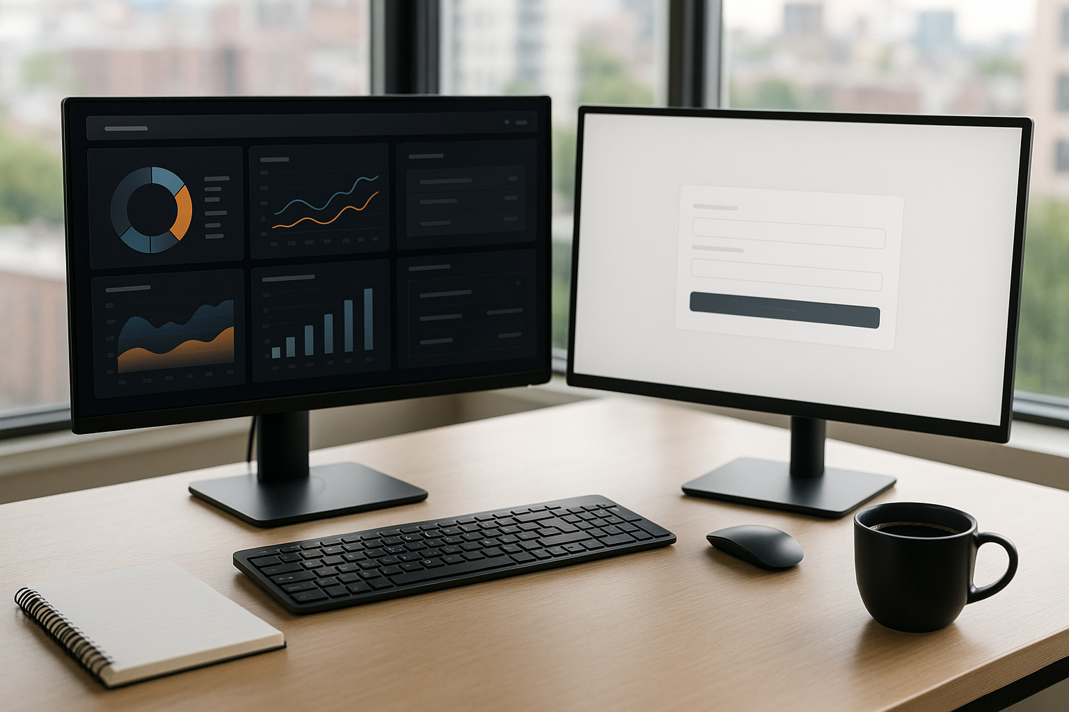 Cruscotto moderno e interfaccia web sul posto di lavoro