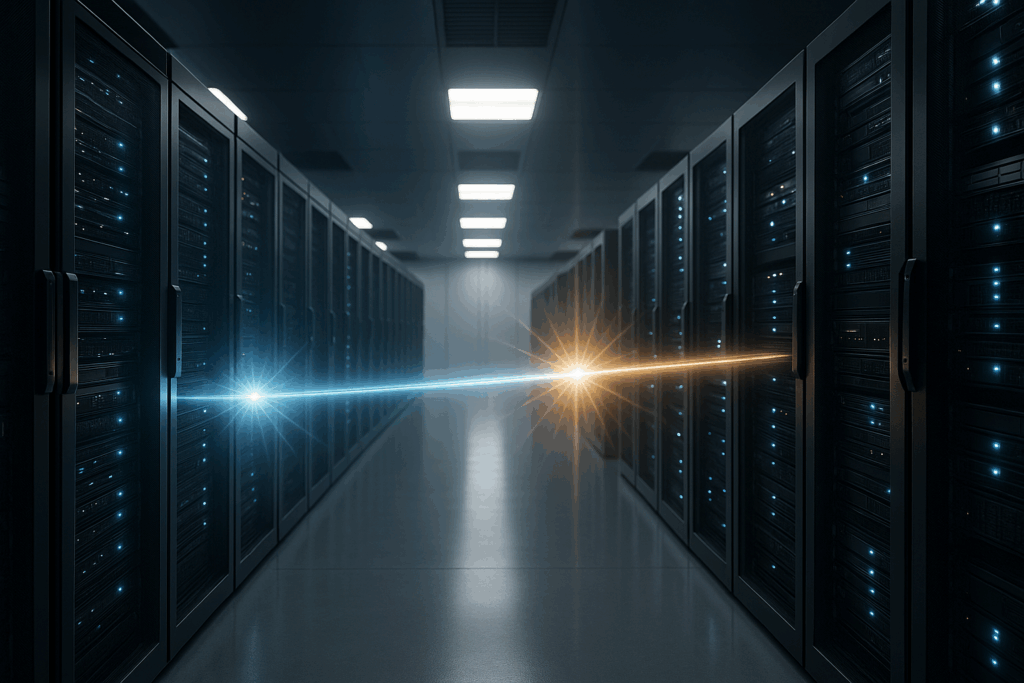 Dátové centrum s infraštruktúrou na distribúciu kvantových kľúčov a optickými vláknami, moderné šifrovanie údajov