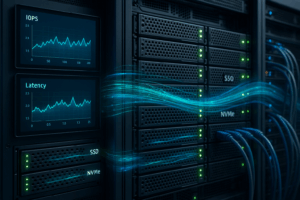 Server modern cu stocare SSD și monitorizare a performanței I/O pentru o viteză optimă de stocare a datelor