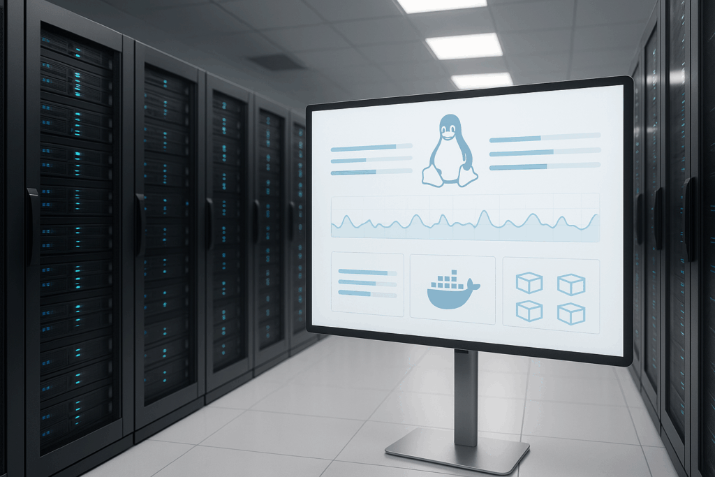 Modernes Serverpanel Dashboard im Rechenzentrum