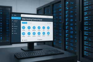 Serveriruum avatud aaPanel veebimajutuse juhtpaneeliga