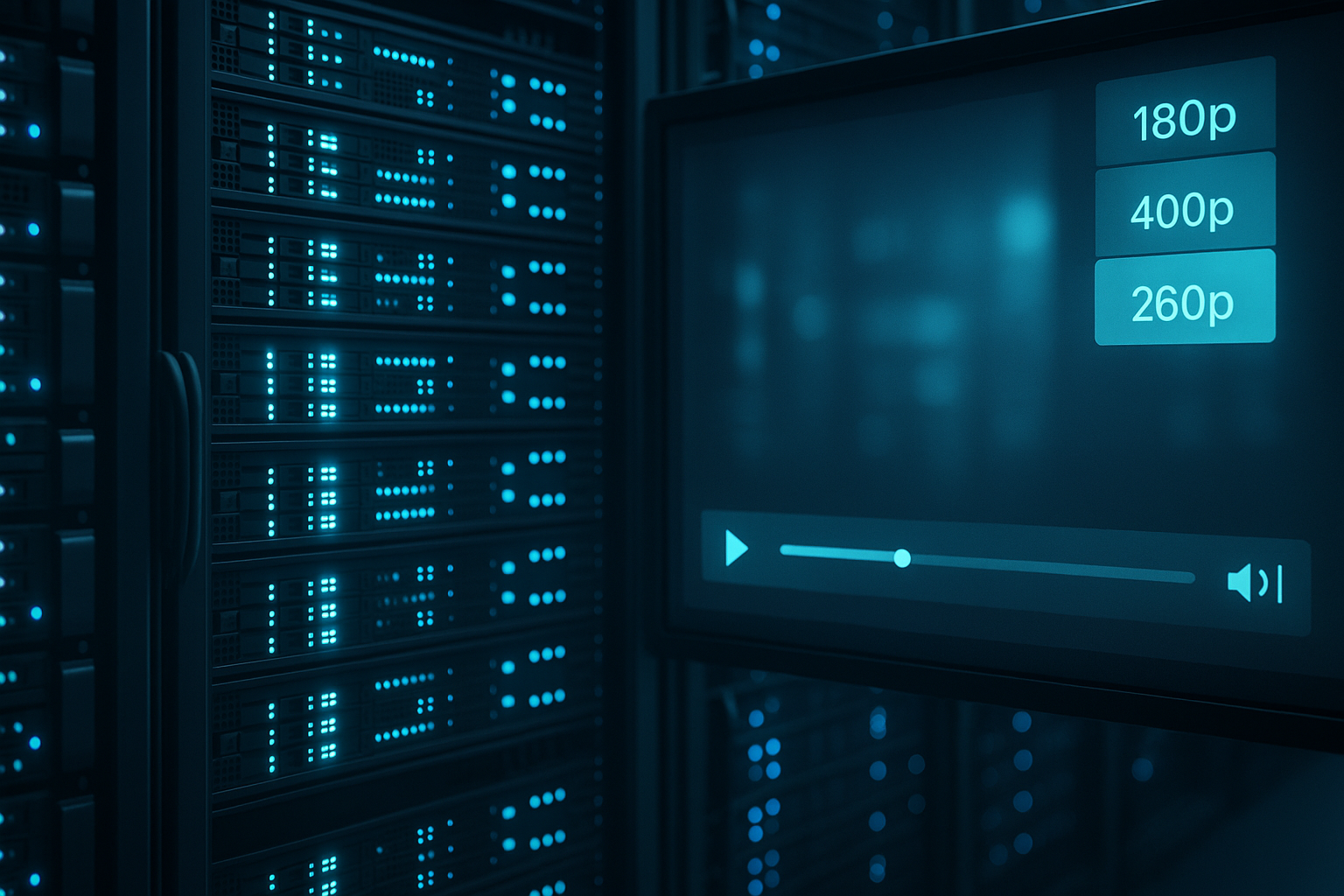 Server room for modern adaptive bitrate media hosting with video streaming