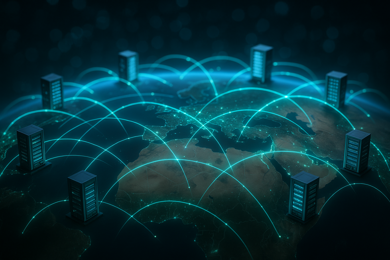Diagrama infrastructurii rețelei globale cu conexiuni de rutare BGP și pachete de date