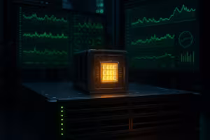 Server met hoge CPU-belasting en monitoringdashboard