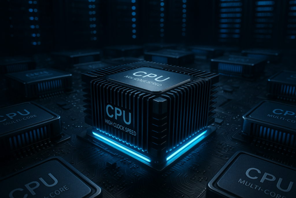Elevata frequenza di clock della CPU nel confronto tra server room per web hosting