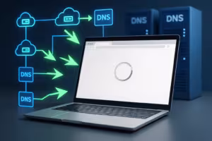 DNS-caching på klientsiden optimerer webstedets indlæsningstid visuelt vist