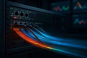 Server i datacentret med visning af HTTP-komprimering og ydeevne