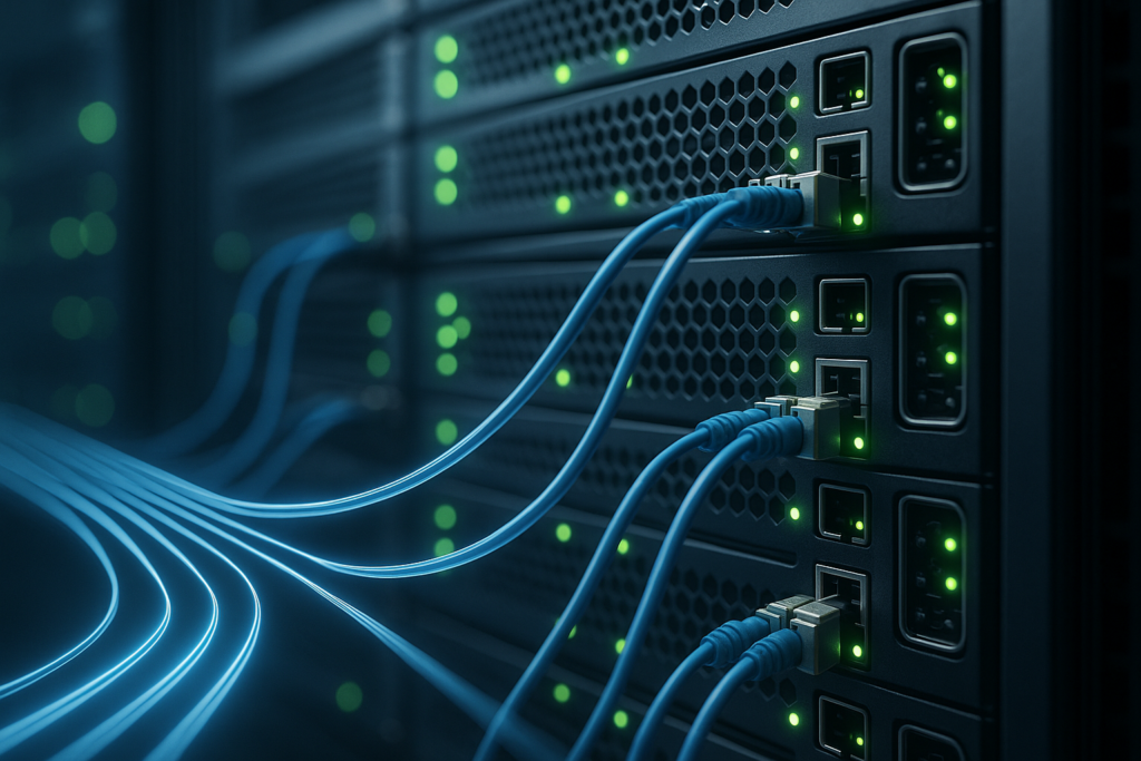 Rack server con flussi di dati paralleli per illustrare il multiplexing HTTP2