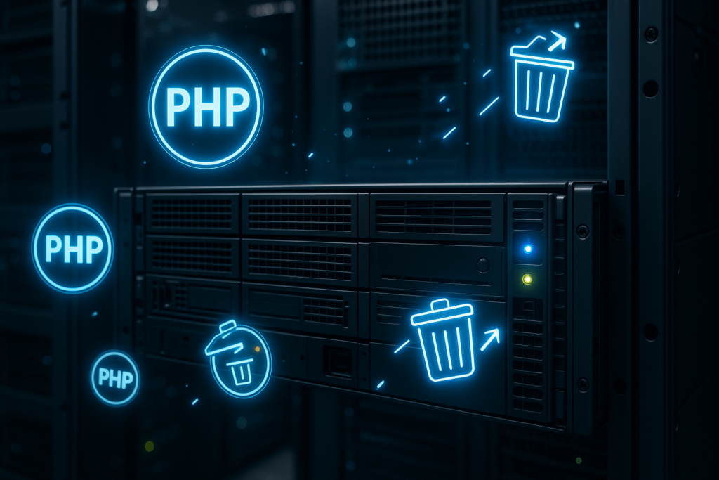 PHP Garbage Collection optymalizuje wydajność hostingu internetowego – przedstawienie wizualne