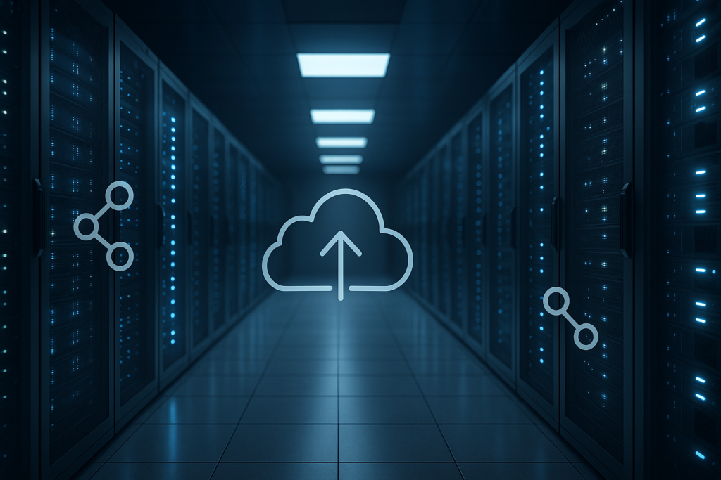 Centro de dados com racks de servidores para armazenamento de objetos compatível com S3