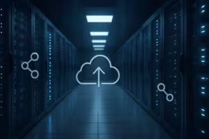 Centrum danych z szafami serwerowymi do przechowywania obiektów zgodnych z S3