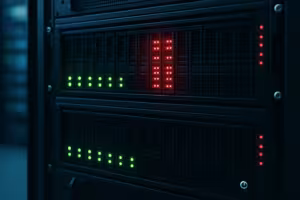 Högt utnyttjad delad webbhotellserver i ett modernt datacenter