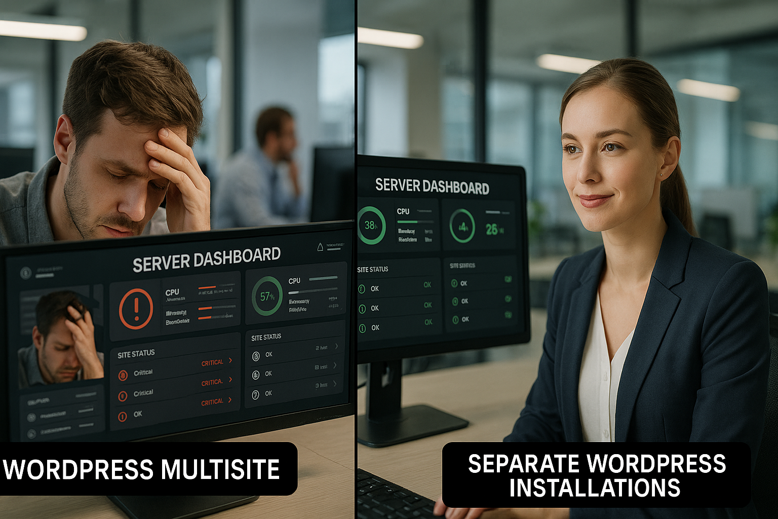 WordPress Multisite Herausforderungen versus separate Installationen - Vergleich der Verwaltungskomplexität