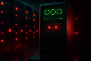 Servidor com monitorização do tempo de atividade e alertas de desempenho no centro de dados