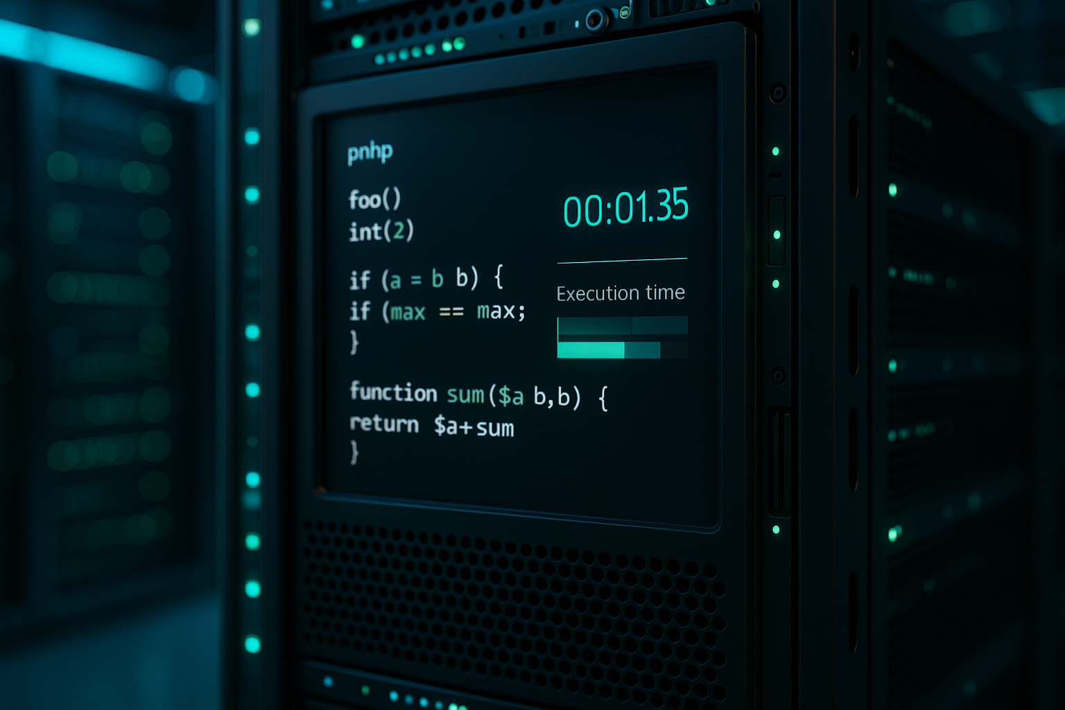Fotorealistisk grafik om PHP-exekveringsgränser och prestandapåverkan