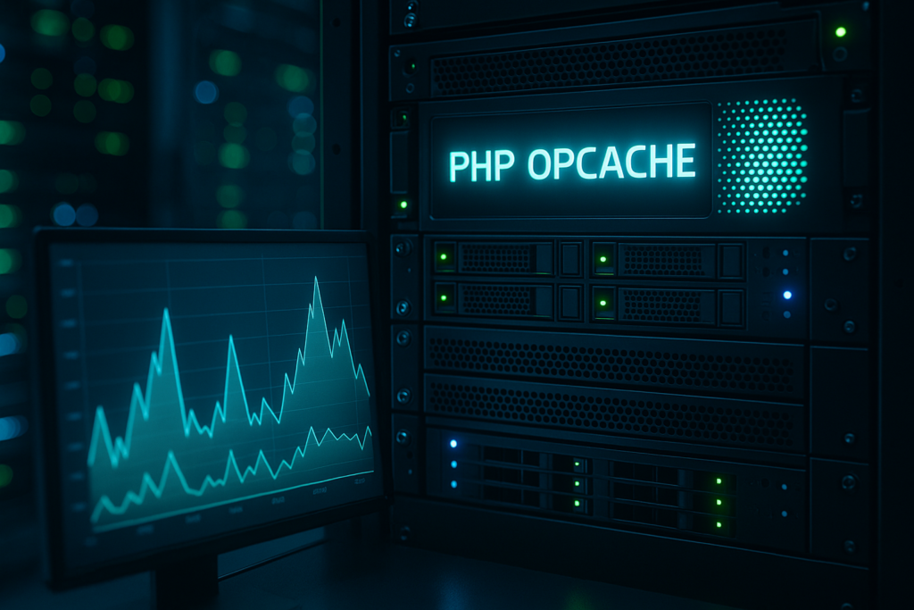 Serwer z PHP Opcache Wykres wzrostów wydajności