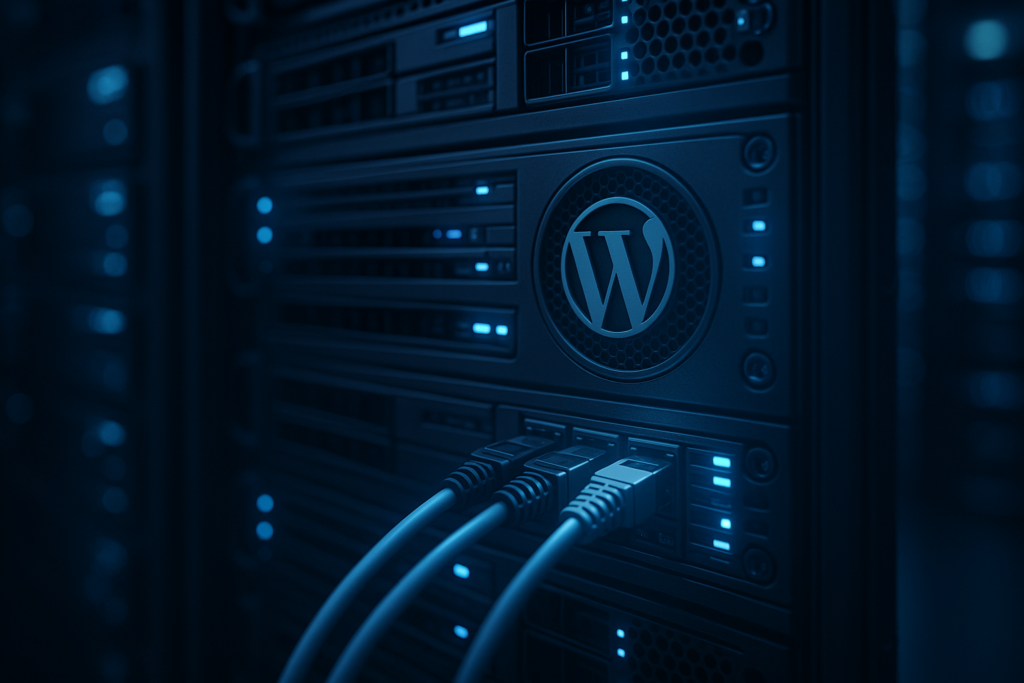 Nowoczesna szafa serwerowa do wydajnego hostingu WordPress w centrum danych