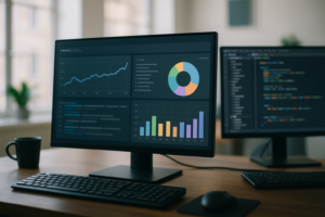 El desarrollador analiza el rendimiento de WordPress con Query Monitor en varios monitores