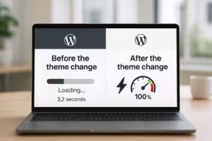 WordPress-temaændring for bedre indlæsningstid før-efter-sammenligning