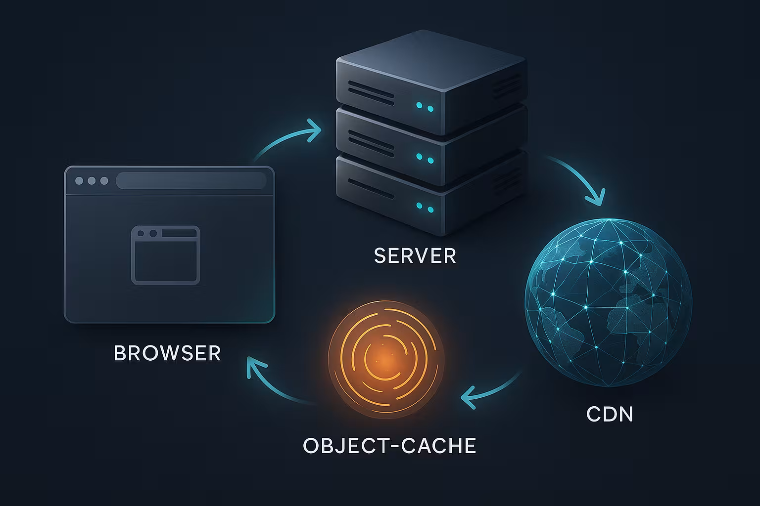 Caching levels in web hosting: browser, server, object cache and CDN ...