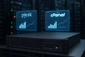 Comparação da carga do servidor com os painéis de controlo Plesk e cPanel