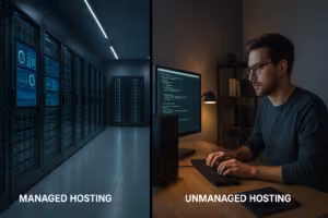 Vergleich zwischen Managed Hosting mit automatisierter Überwachung und Unmanaged Hosting mit manueller Kontrolle
