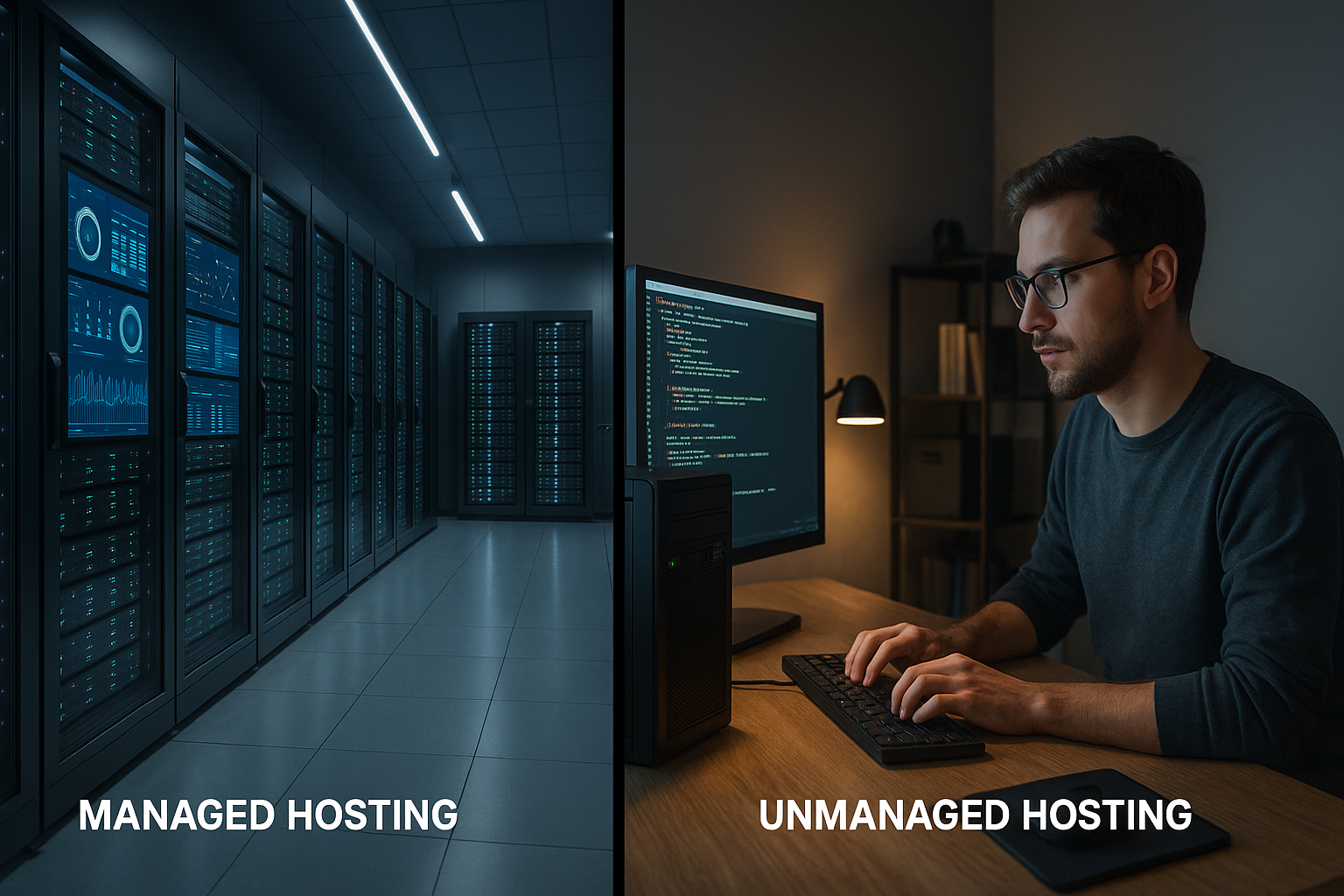 Comparación entre el alojamiento gestionado con supervisión automática y el alojamiento no gestionado con supervisión manual