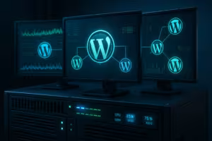 Servidor de alojamiento WordPress multisitio con supervisión de recursos