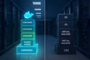Vergelijking tussen containerhosting en virtuele machines in een moderne serveromgeving