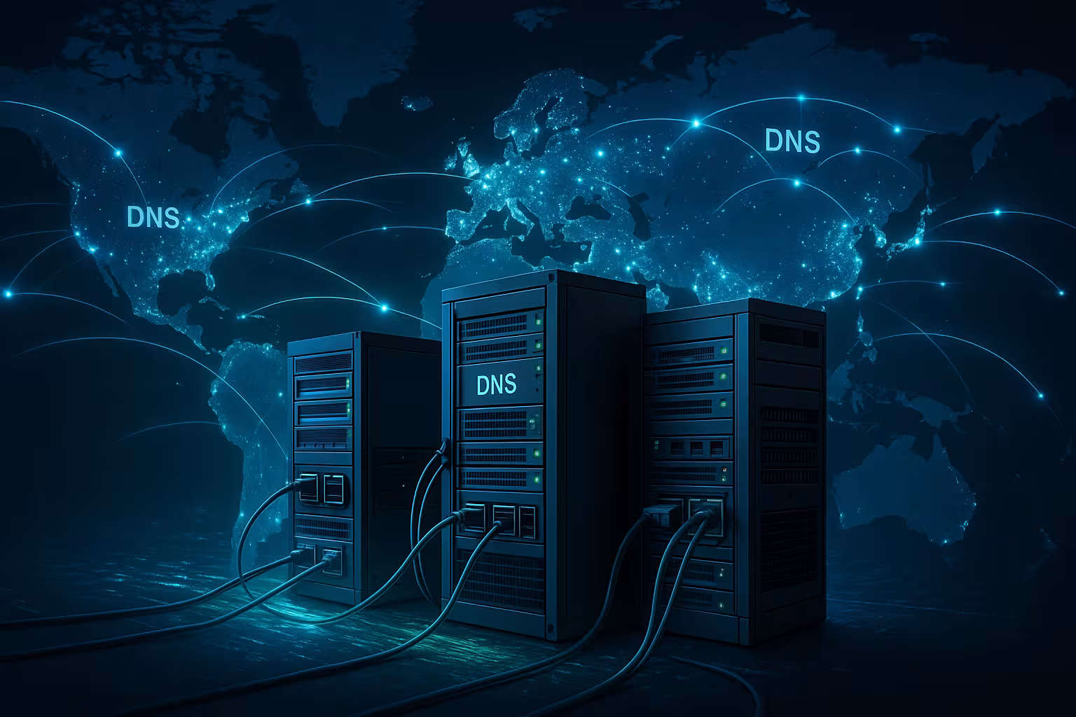 ネットワーク化されたサーバーと大陸を越えたデータフローによるグローバルDNS伝播