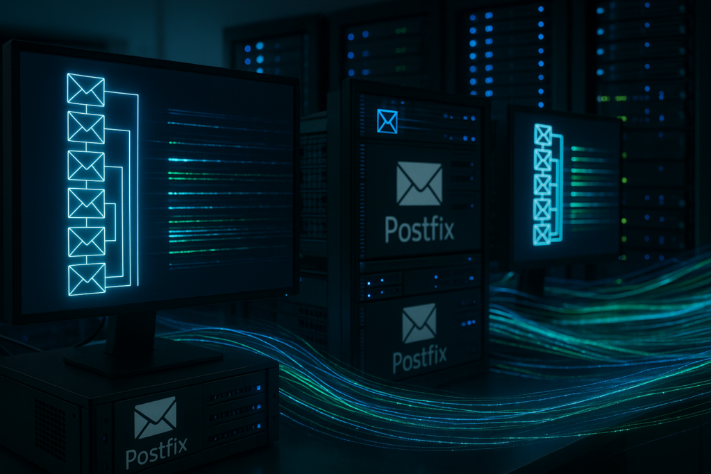 Sala server con gestione delle code di posta elettronica in modalità hosting