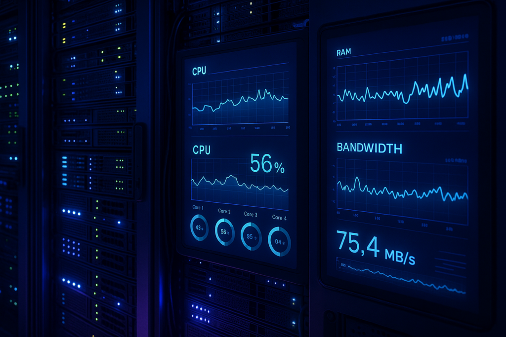 Analisi tecnica dei limiti delle risorse di hosting con metriche delle prestazioni e visualizzazione del carico del server