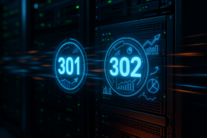 Fotorealistisk bild av HTTP-omdirigeringsserver med 301- och 302-koder