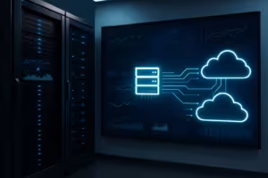 Современная гибридная облачная инфраструктура с классическим серверным оборудованием и облачной интеграцией в профессиональной серверной среде