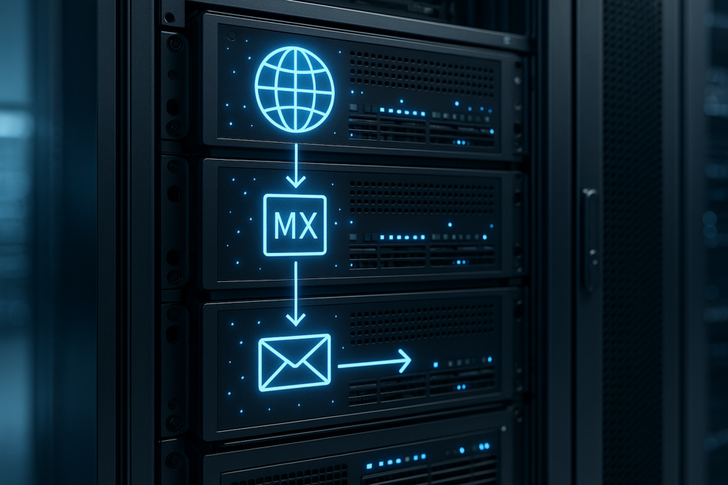 Enrutamiento de correo electrónico de registros MX en alojamiento visualizado con priorización