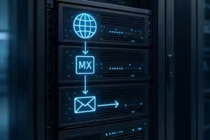 Visualização do encaminhamento de correio eletrónico dos registos MX no alojamento com definição de prioridades