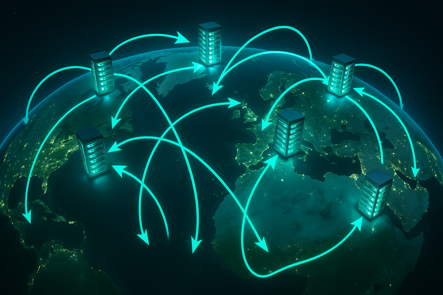 Wereldwijde DNS-belastingverdeling met servers wereldwijd