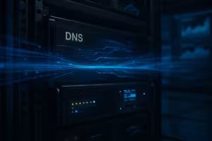 Gráfico fotorrealista de la minimización de consultas DNS y efectos sobre el rendimiento